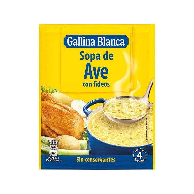 SOPA AVE CON FIDEOS "GALLINA B." (1